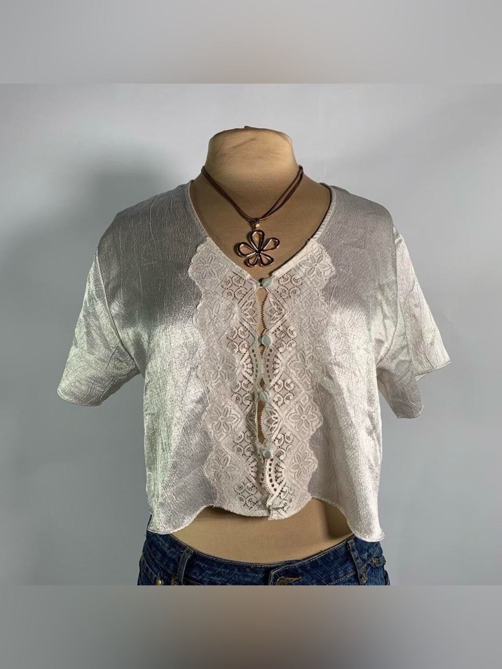 Victoria's Secret Satin Lace Button Down Top Vintage